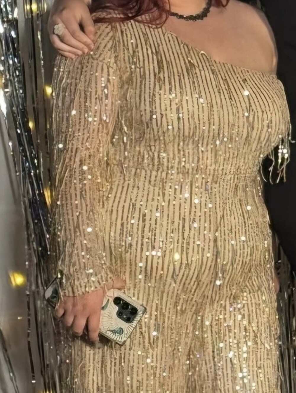 Gold Sequin One-Shoulder Women’s Jumpsuit